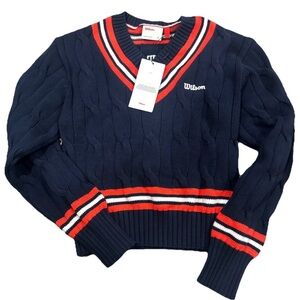 Wilson Navy and Red V-Neck Sweater